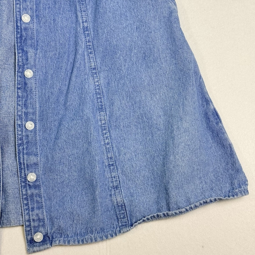 ASOS Denim Tie-Front Mini Dress 100% Cotton US size 0 Cottagecore Western Summer - Picture 13 of 16